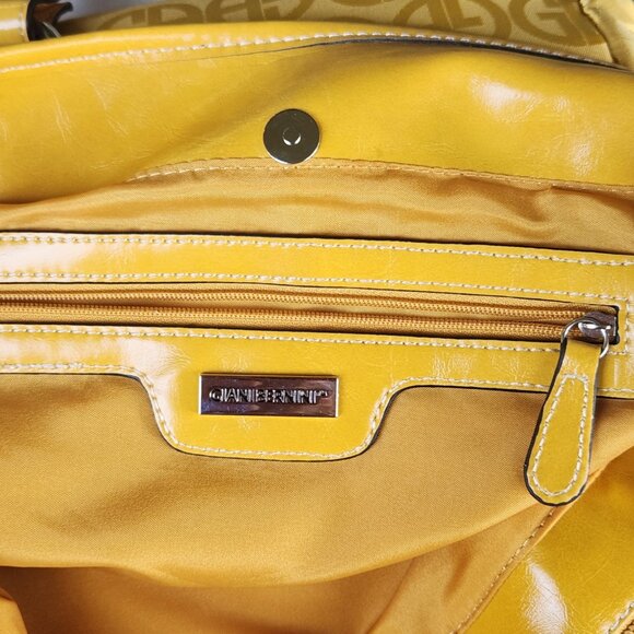 Giani Bernini NEW Gold Logo Tote Bag Faux Leather & Fabric Shoulder Purse NWOT - Picture 9 of 14